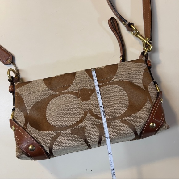 Coach Vintage Y2K Brown Big C Logo pattern Canvas Small Shoulder Wristlet Bag - Picture 12 of 16